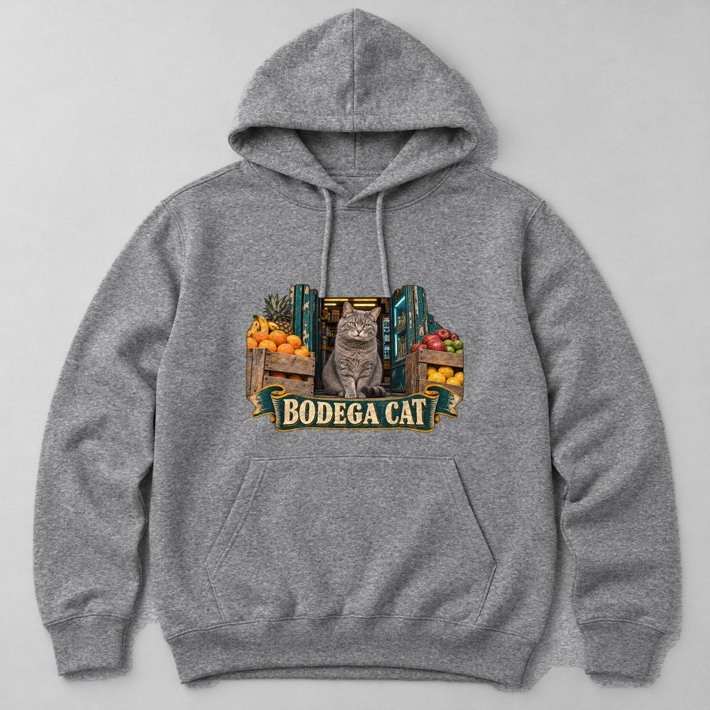 Bodega Cat Hoodie in Heather Grey