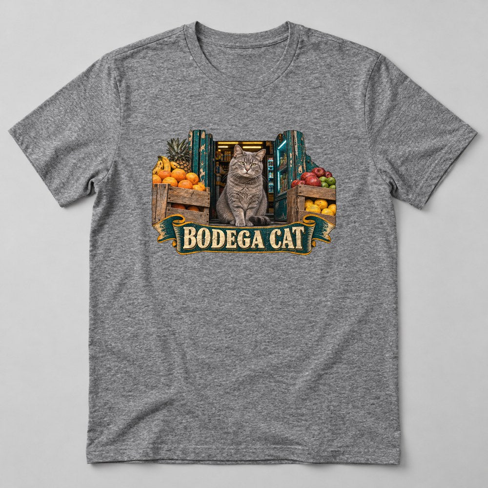 Bodega Cat T-Shirt in Heather Grey