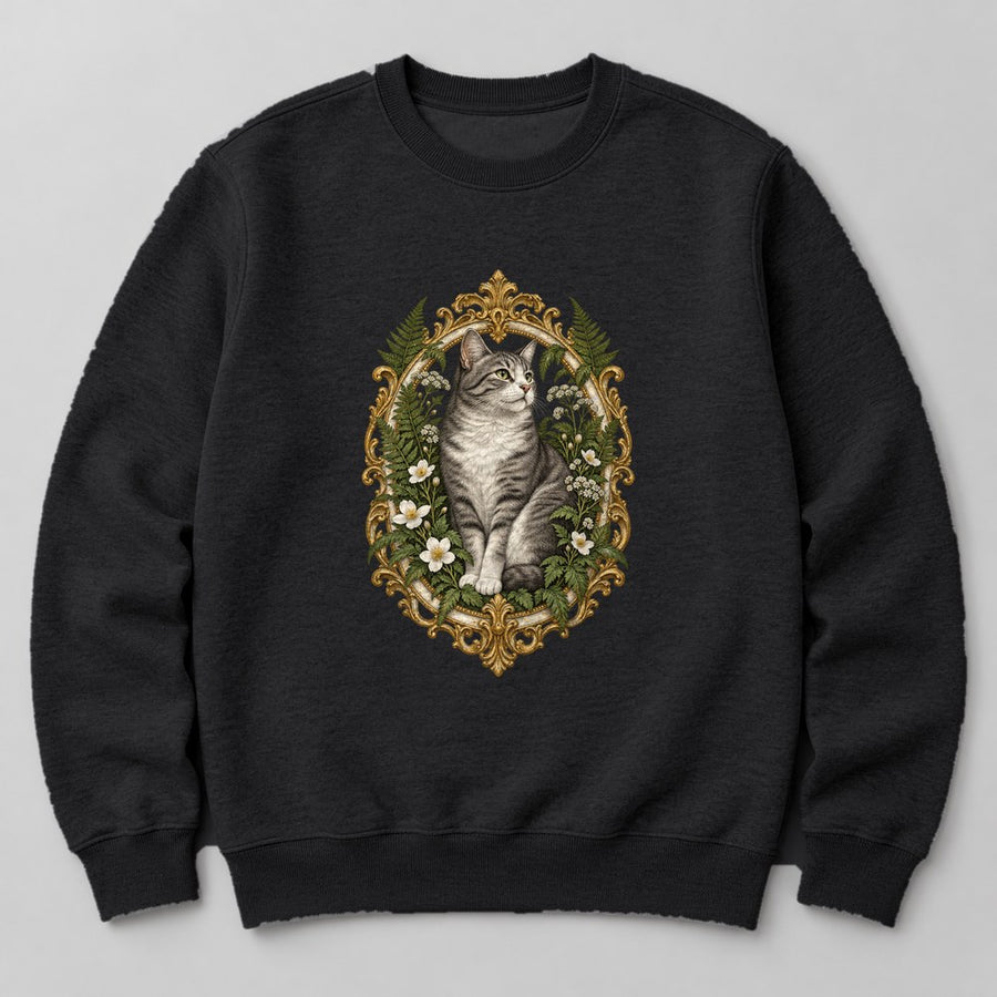 Cat Botanical Sweatshirt in Black