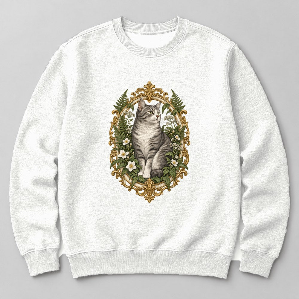 Cat Botanical Sweatshirt in White