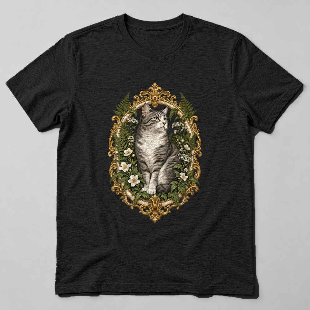 Cat Botanical T-Shirt in Black