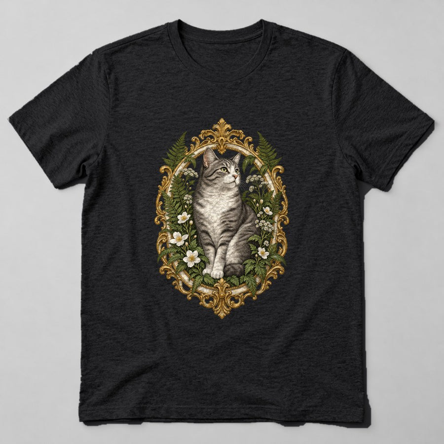 Cat Botanical T-Shirt in Black