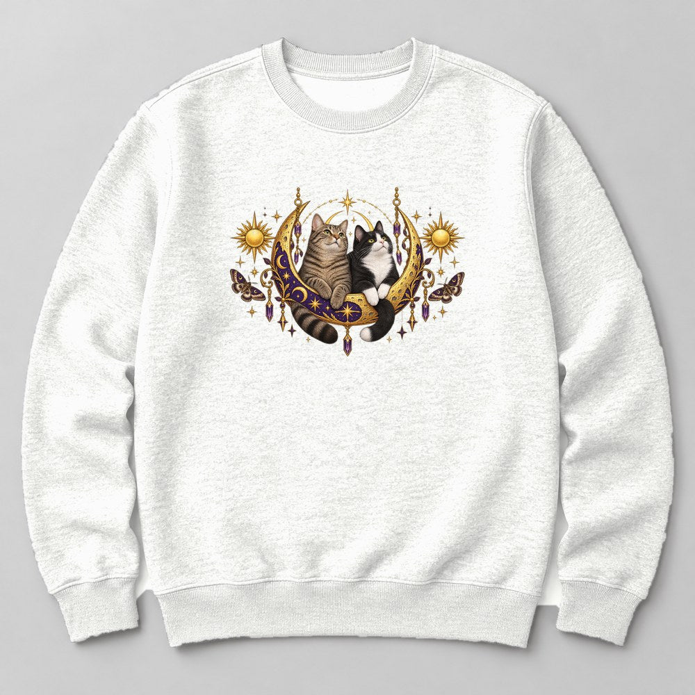 Two Cats Moon Sweatshirt in White
