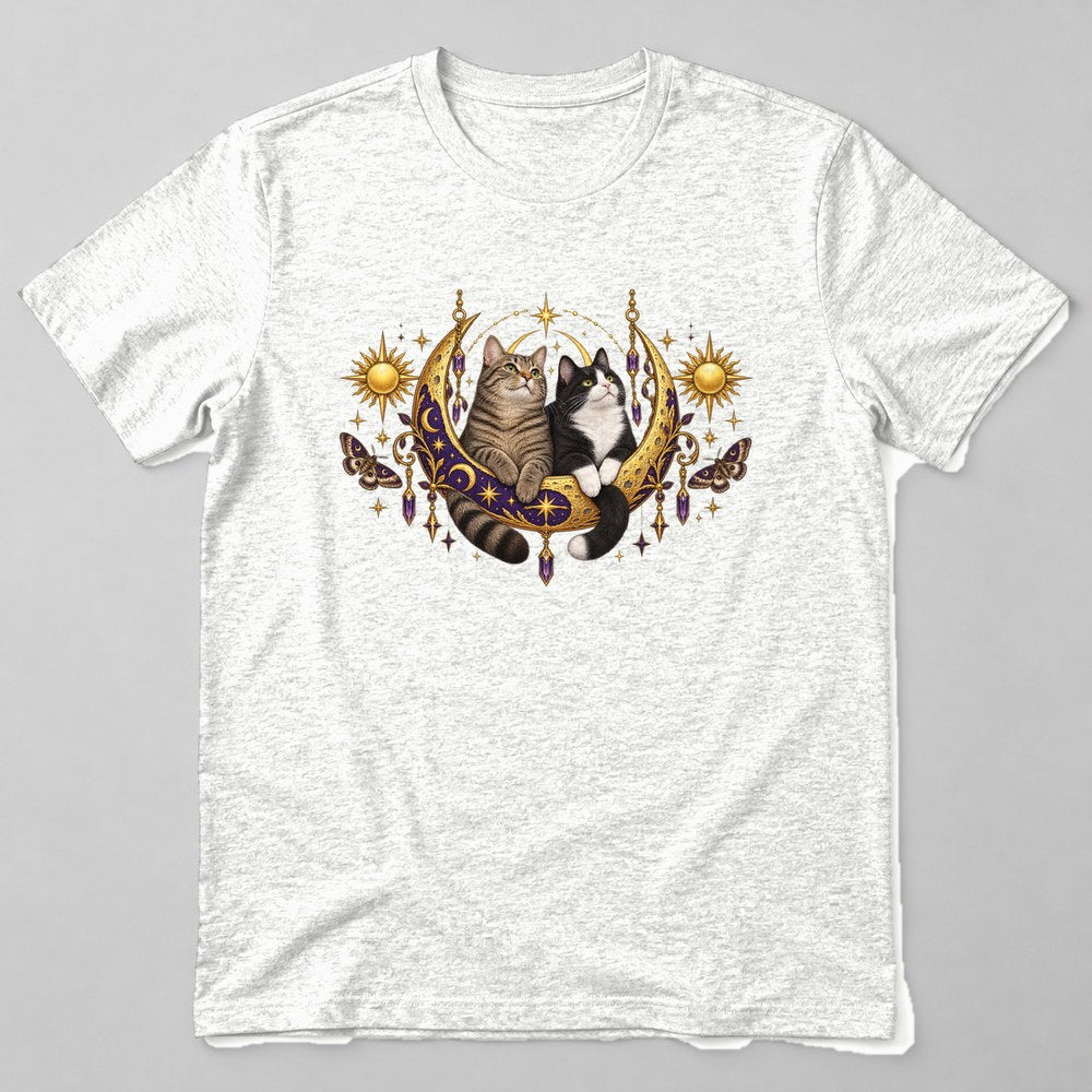 Two Cats Moon T-Shirt in White