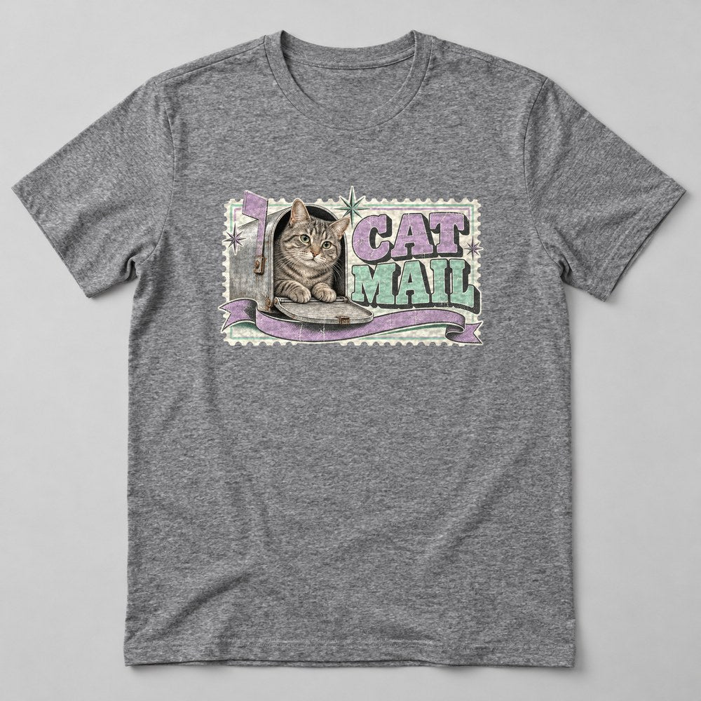 Cat Mail T-Shirt in Heather Grey
