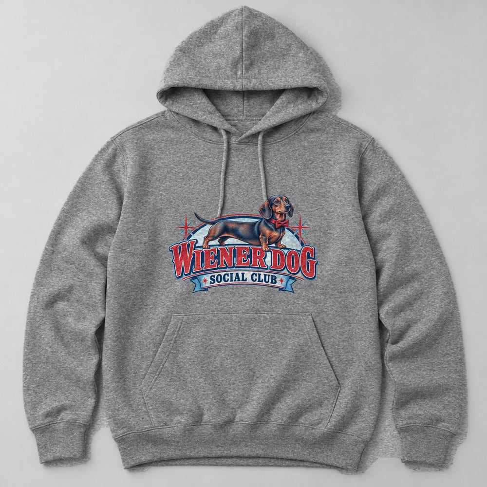 Wiener Dog Social Club Hoodie in Heather Grey