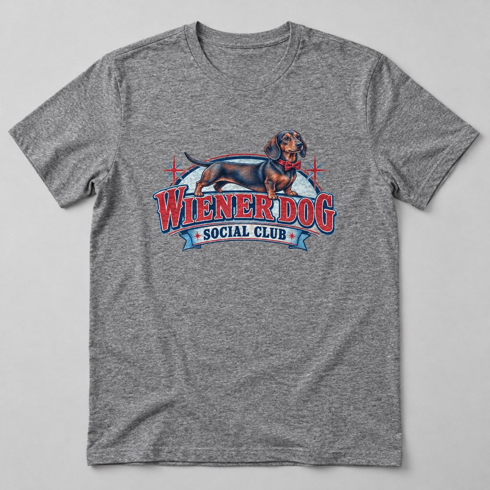Wiener Dog Social Club T-Shirt in Heather Grey