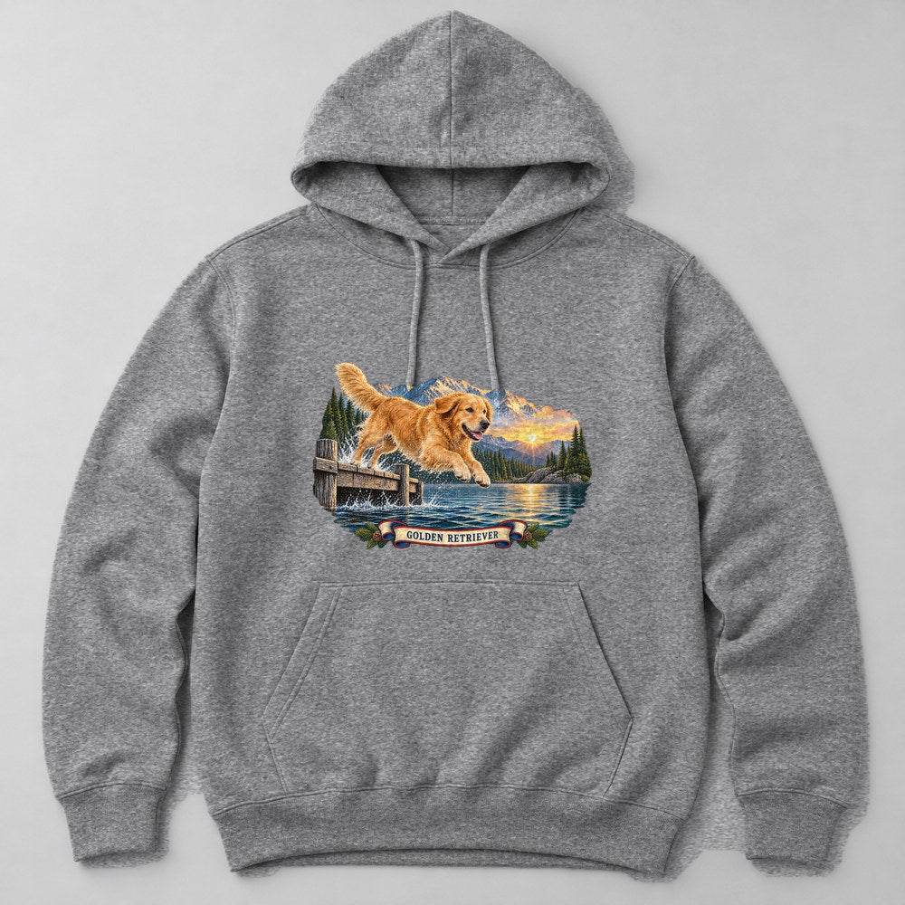 Golden Retriever Hoodie in Heather Grey