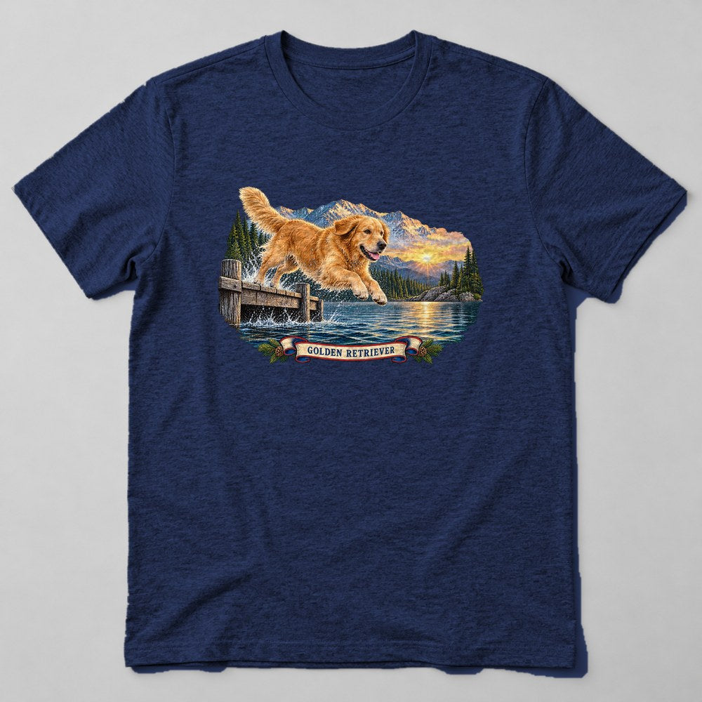 Golden Retriever T-Shirt in Navy