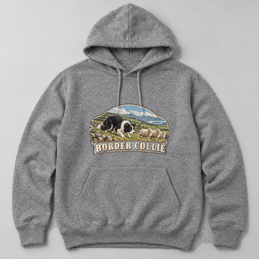 Border Collie Hoodie in Heather Grey