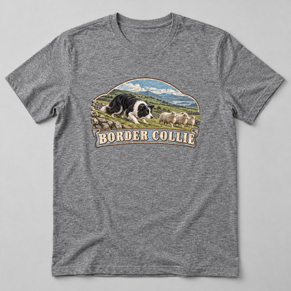 Border Collie T-Shirt in Heather Grey