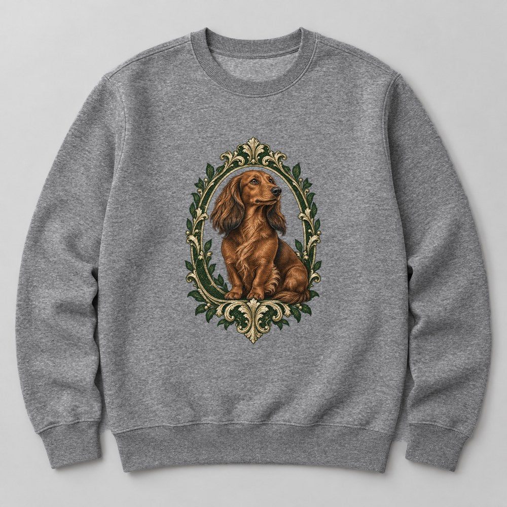 Dachshund Portrait Sweatshirt in Heather Grey