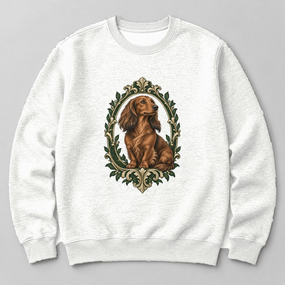 Dachshund Portrait Sweatshirt in White