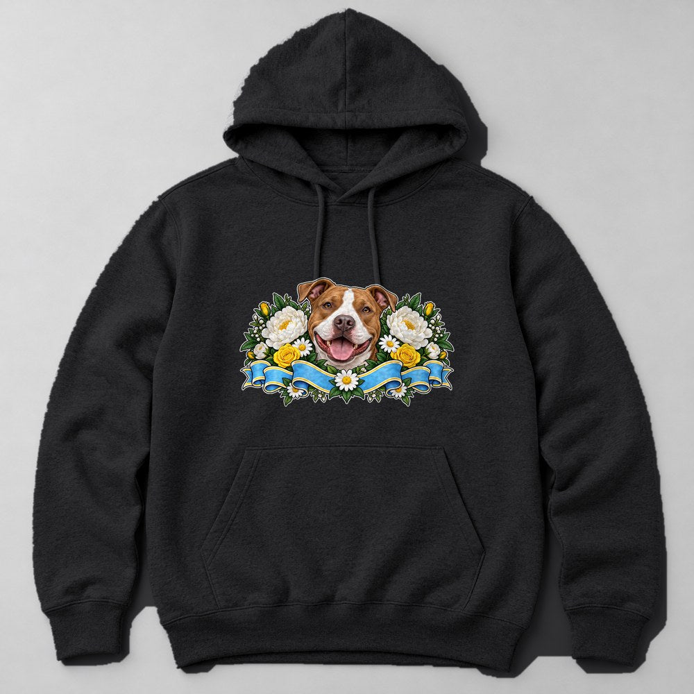 Pit Bull Flowers Hoodie in Black