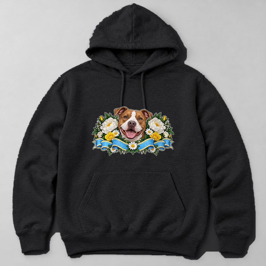 Pit Bull Flowers Hoodie in Black