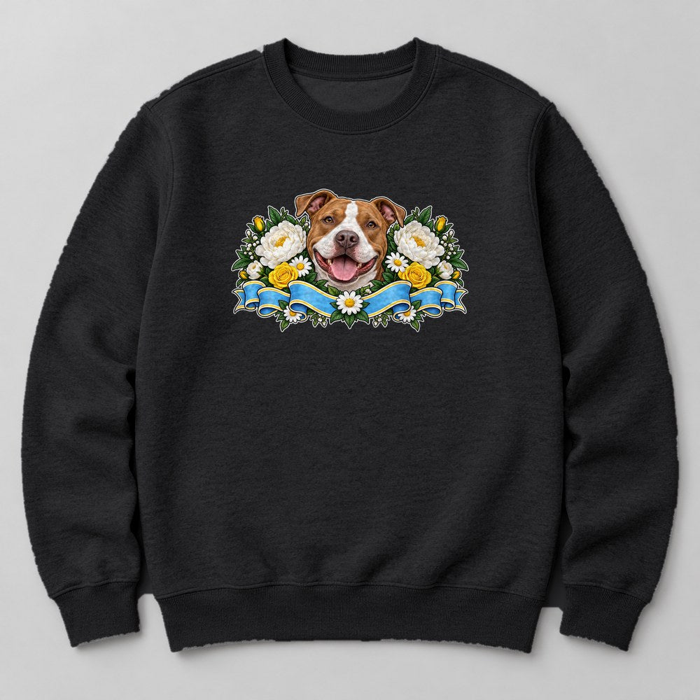 Pit Bull Flowers Sweatshirt in Black