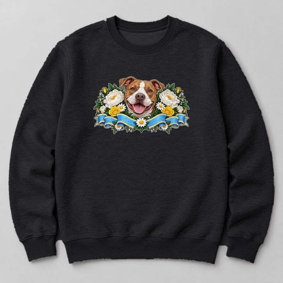 Pit Bull Flowers Sweatshirt in Black