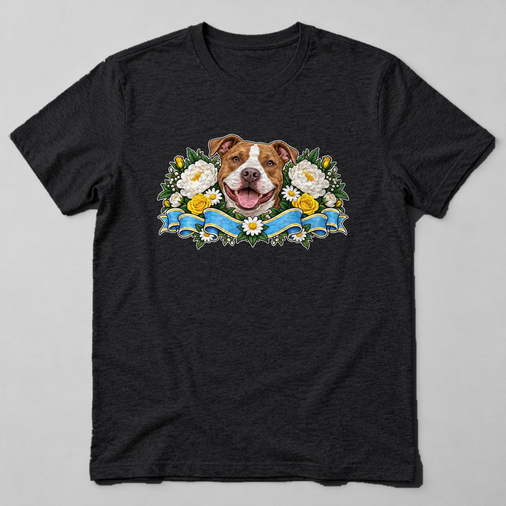 Pit Bull Flowers T-Shirt in Black