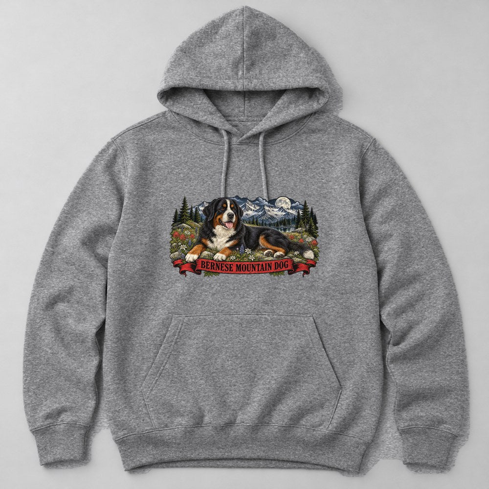 Bernese Mountain Dog Hoodie in Heather Grey