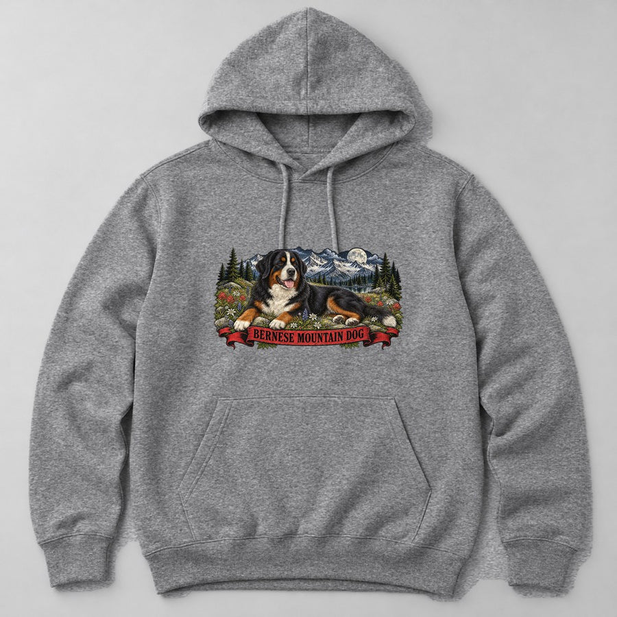 Bernese Mountain Dog Hoodie in Heather Grey