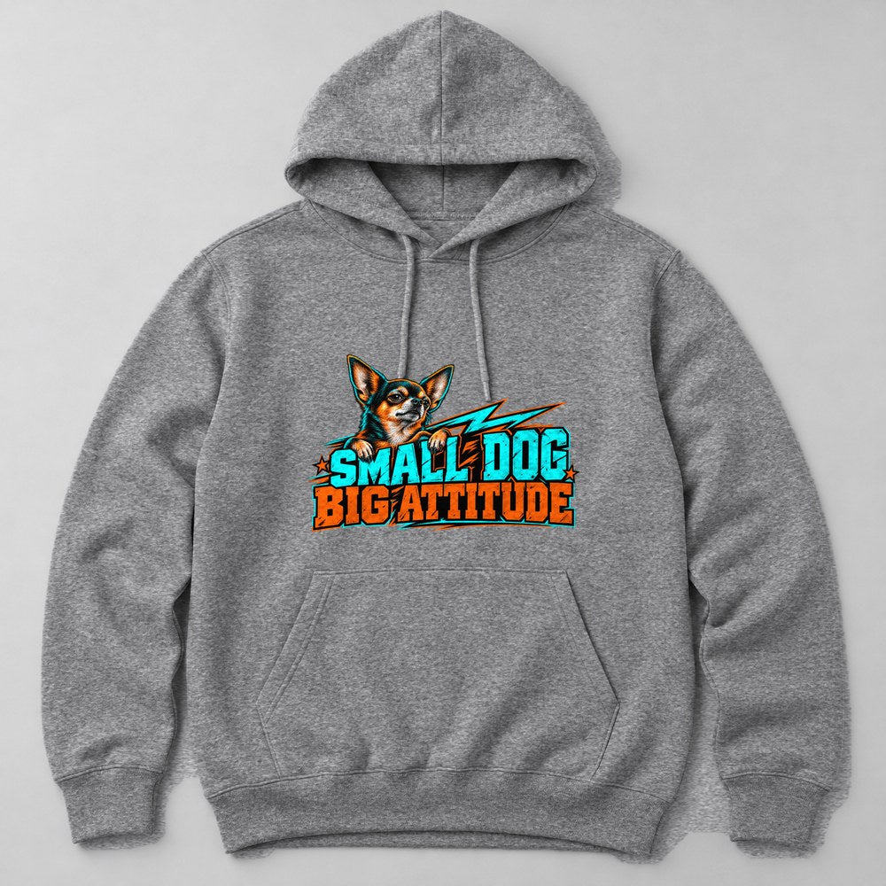 Small Dog Big Attitude Hoodie in Heather Grey
