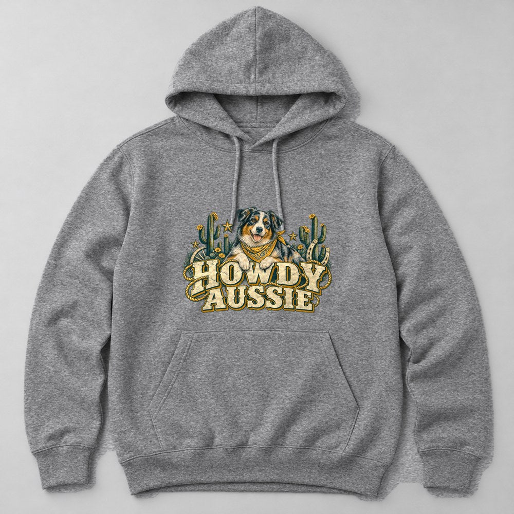Howdy Aussie Hoodie in Heather Grey