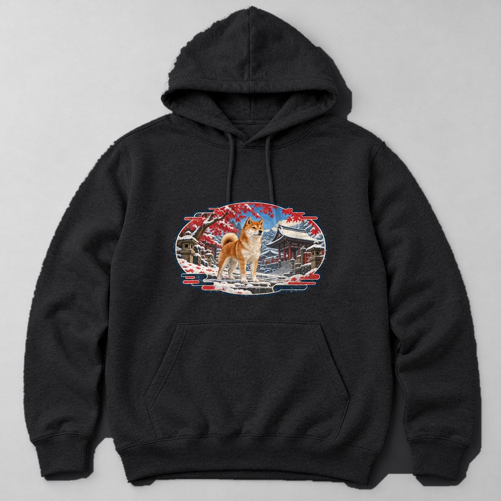 Shiba Inu Snow Hoodie in Black