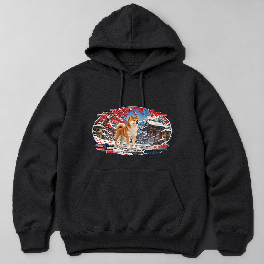Shiba Inu Snow Hoodie in Black