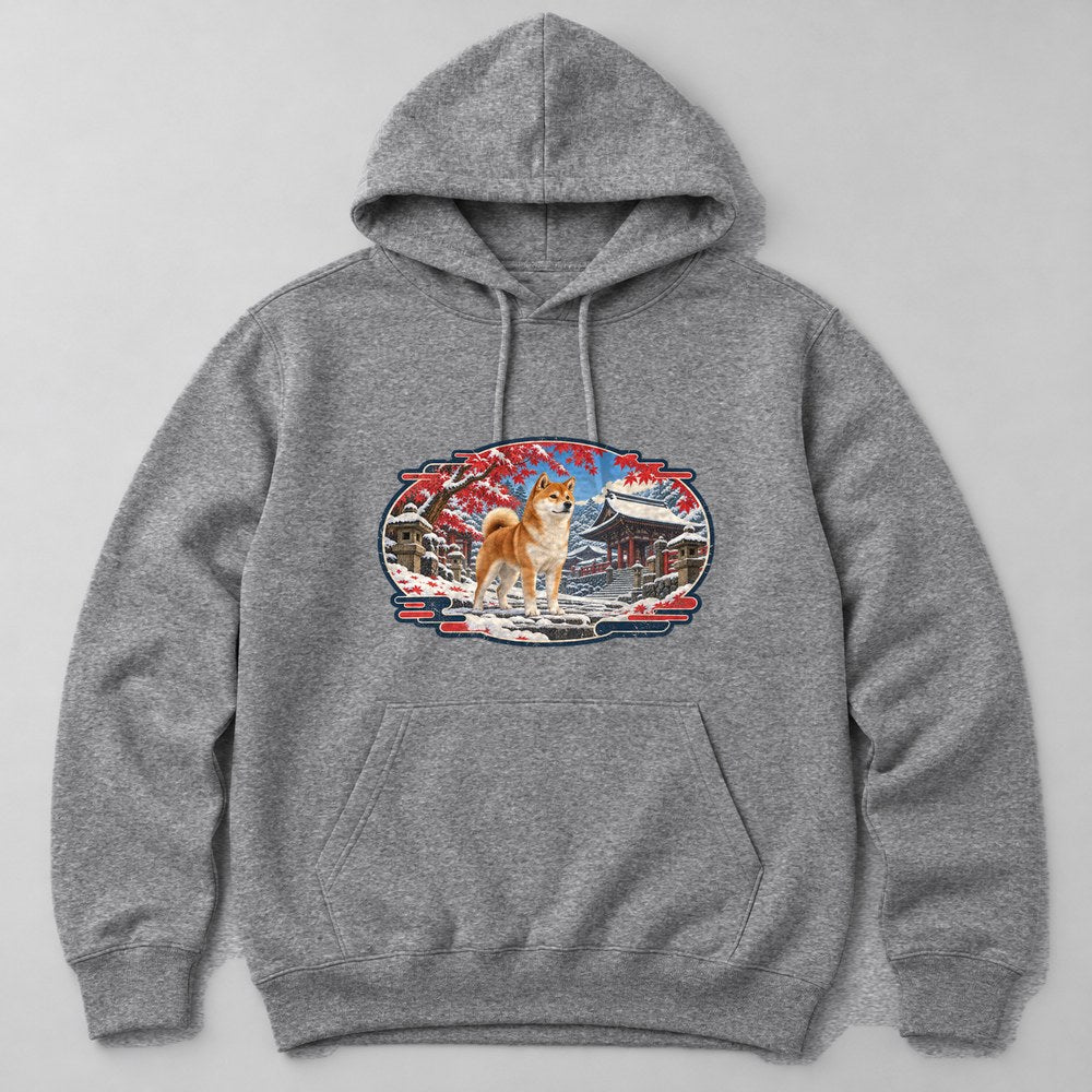 Shiba Inu Snow Hoodie in Heather Grey