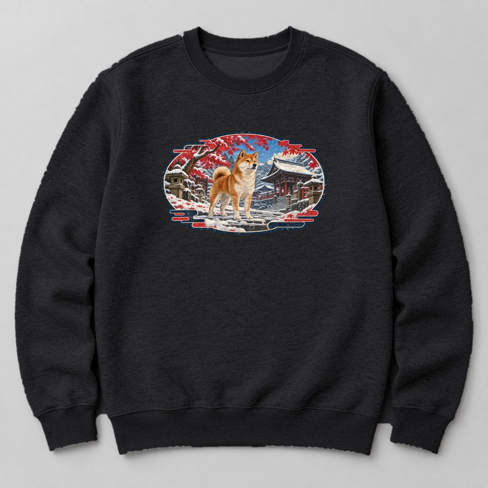Shiba Inu Snow Sweatshirt in Black