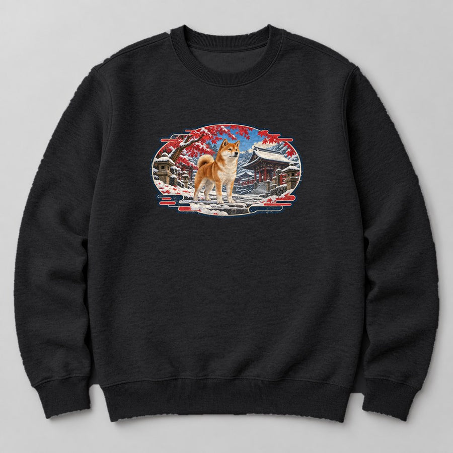 Shiba Inu Snow Sweatshirt in Black