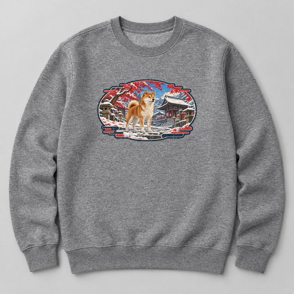 Shiba Inu Snow Sweatshirt in Heather Grey