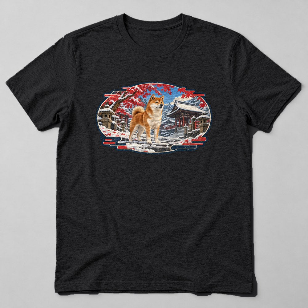 Shiba Inu Snow T-Shirt in Black
