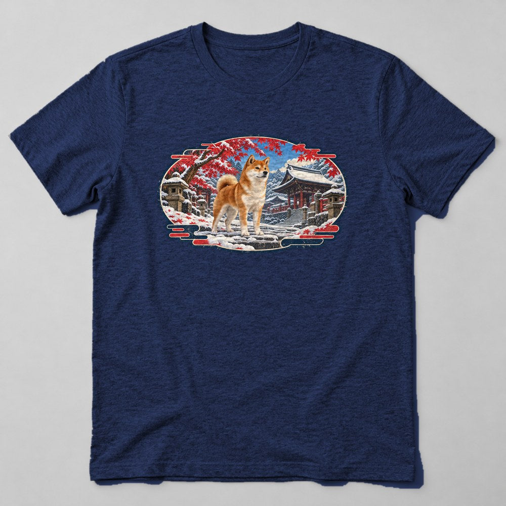 Shiba Inu Snow T-Shirt in Navy