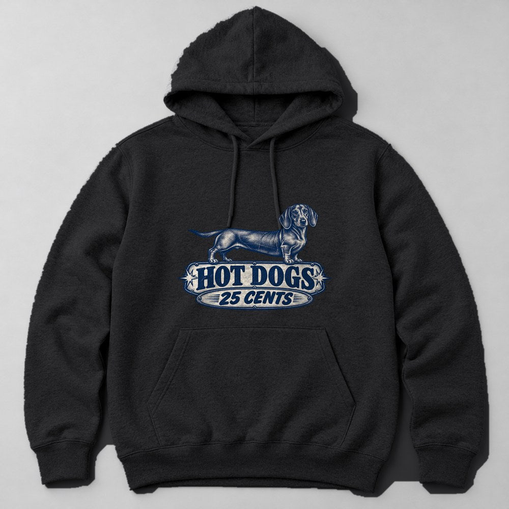 Hot Dogs 25 Cents Hoodie in Black
