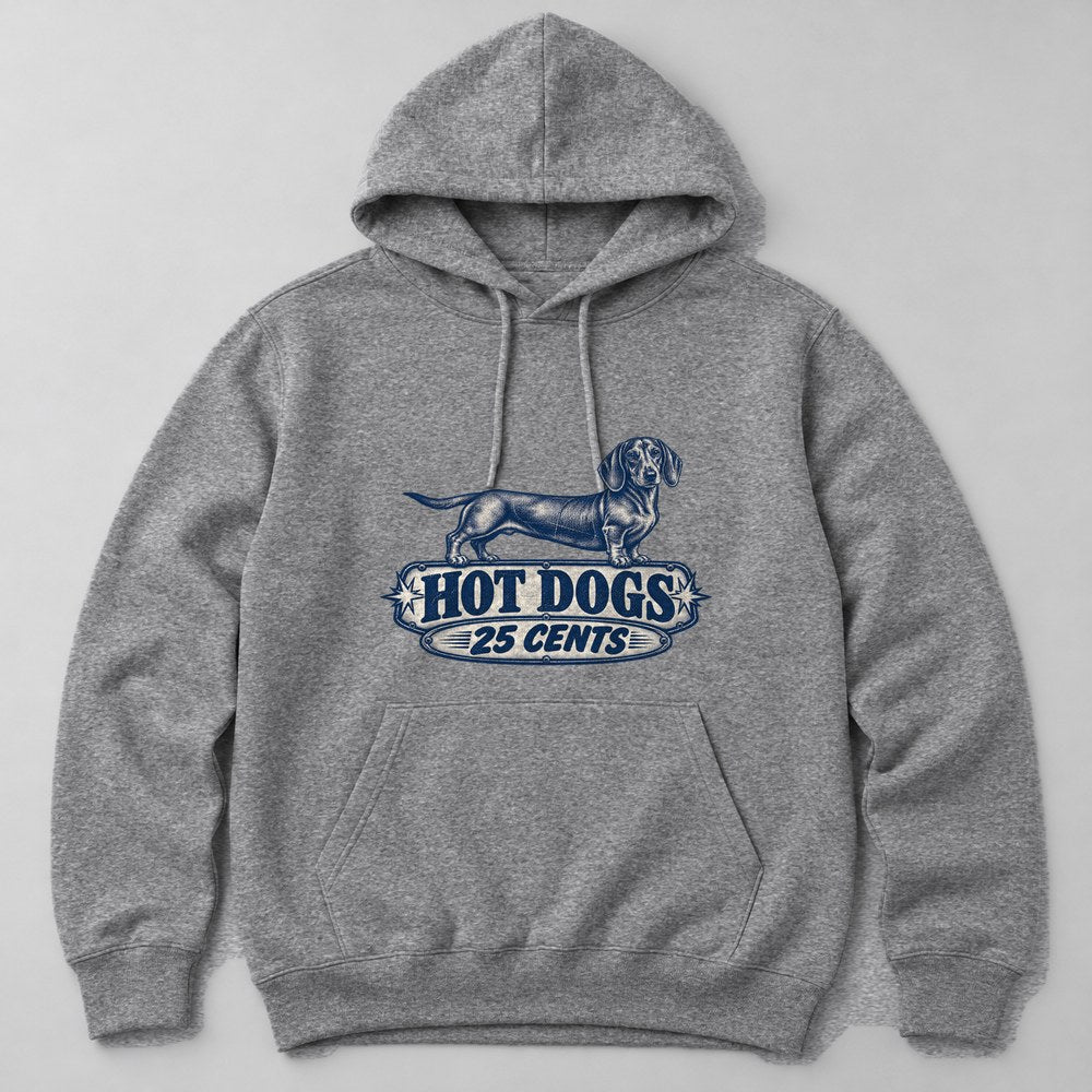 Hot Dogs 25 Cents Hoodie in Heather Grey