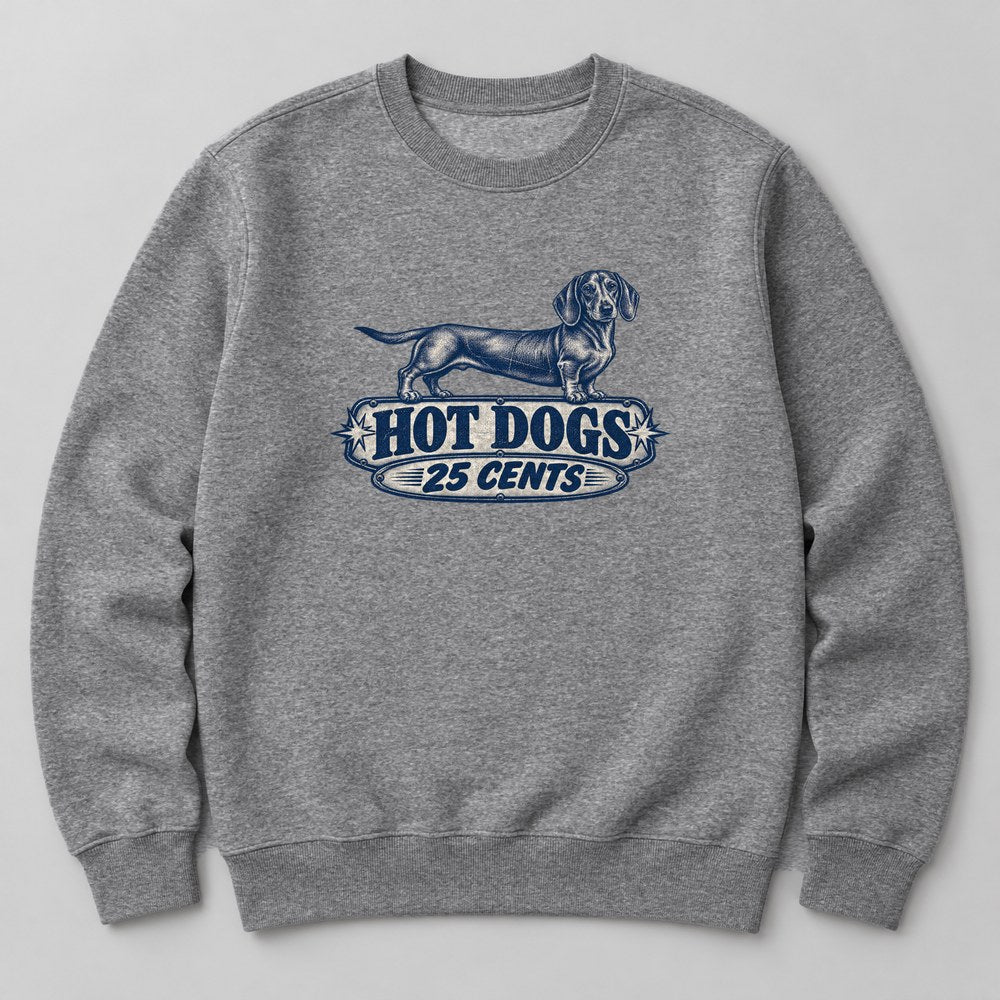 Hot Dogs 25 Cents Sweatshirt in Heather Grey