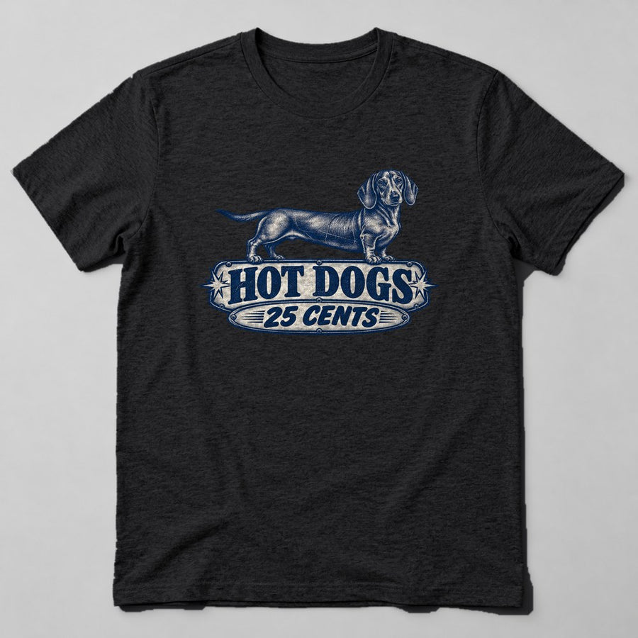 Hot Dogs 25 Cents T-Shirt in Black