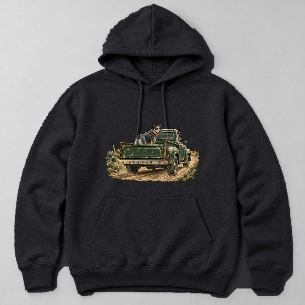 Blue Heeler Truck Hoodie in Black