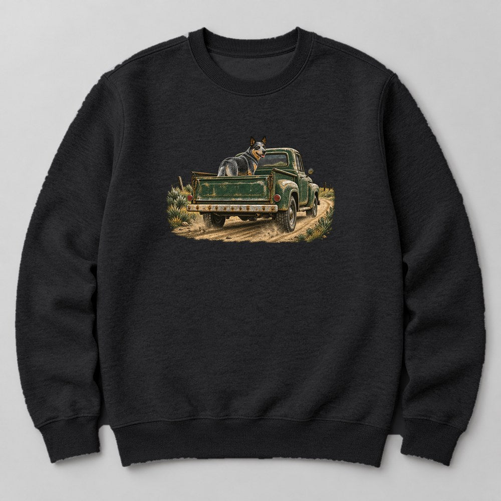 Blue Heeler Truck Sweatshirt in Black