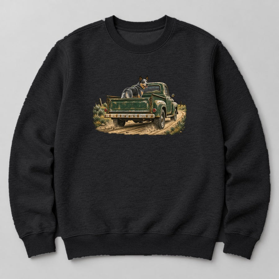 Blue Heeler Truck Sweatshirt in Black