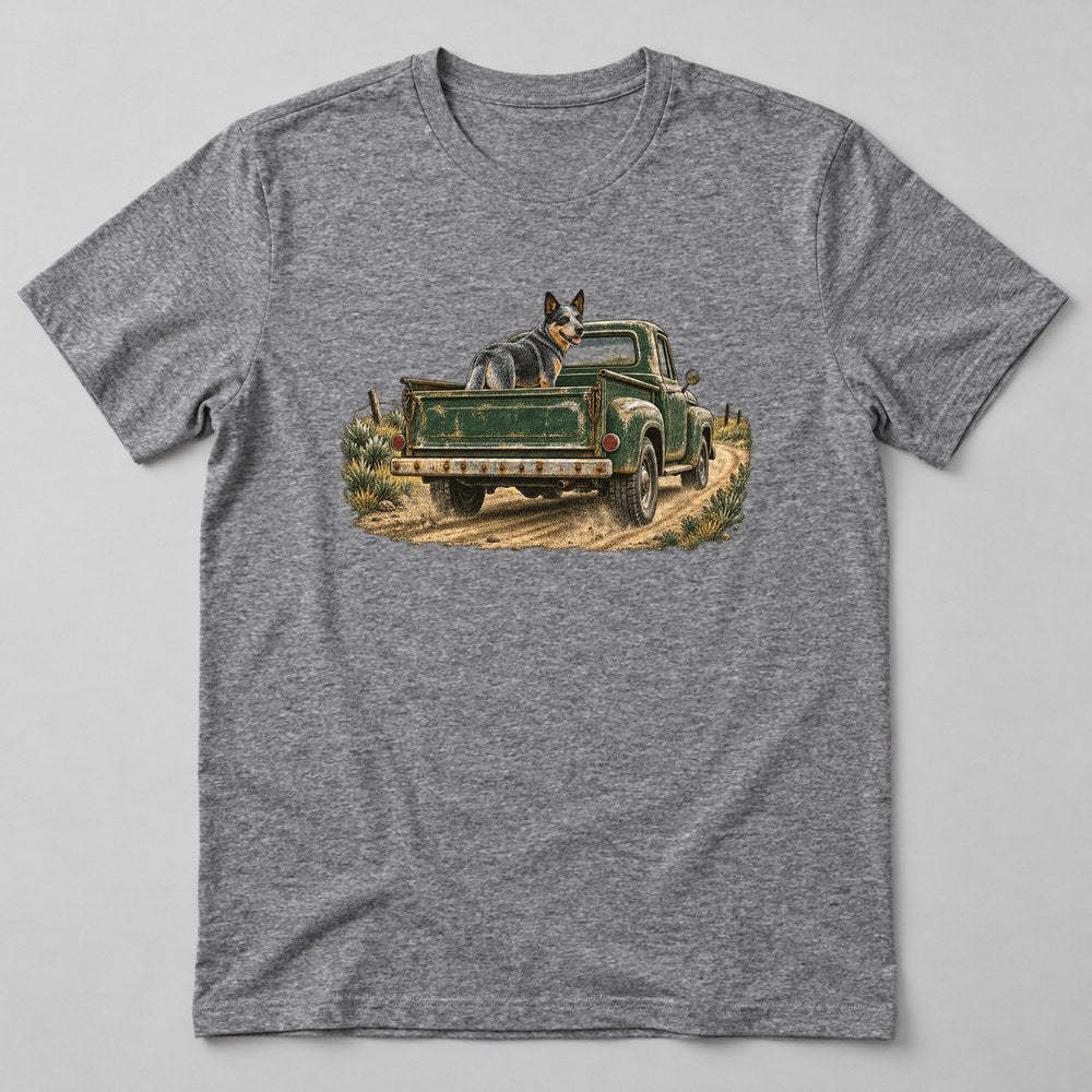 Blue Heeler Truck T-Shirt in Heather Grey
