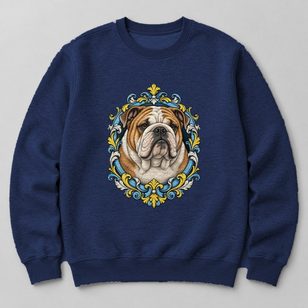 Bulldog Leather Sweatshirt in Navy