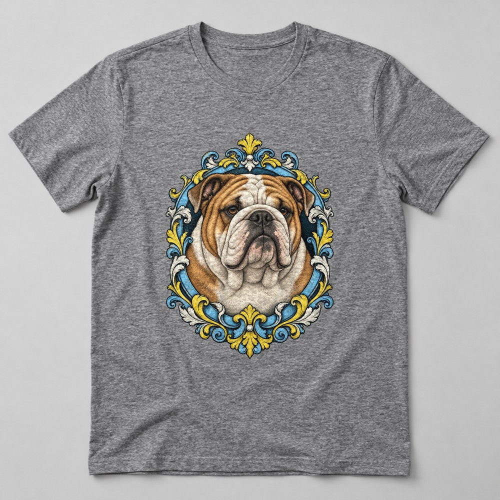 Bulldog Leather T-Shirt in Heather Grey