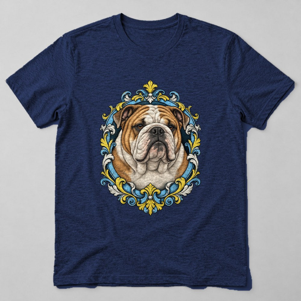 Bulldog Leather T-Shirt in Navy
