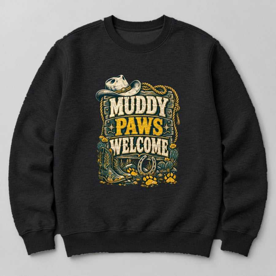 Muddy Paws Welcome Sweatshirt in Black