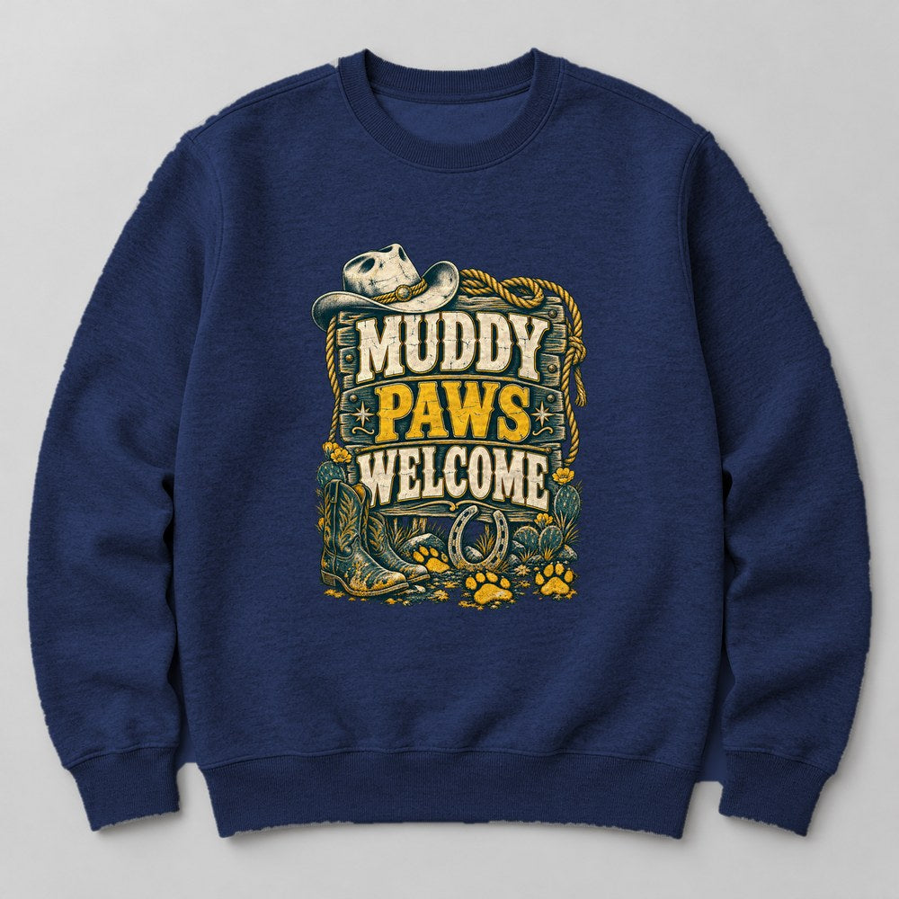 Muddy Paws Welcome Sweatshirt in Navy