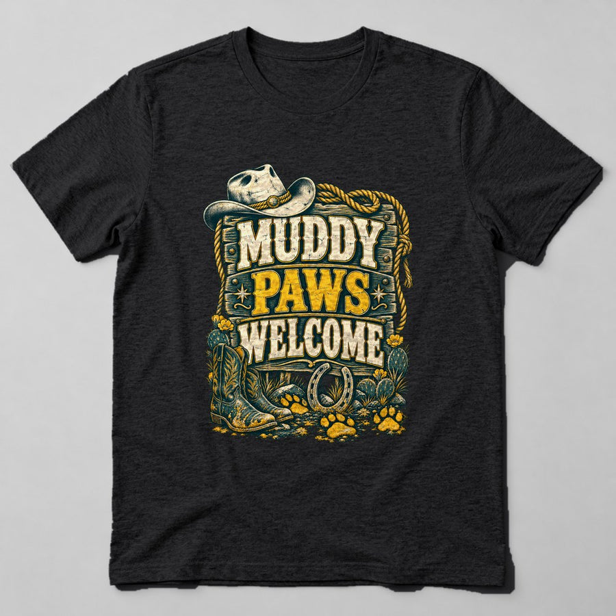 Muddy Paws Welcome T-Shirt in Black
