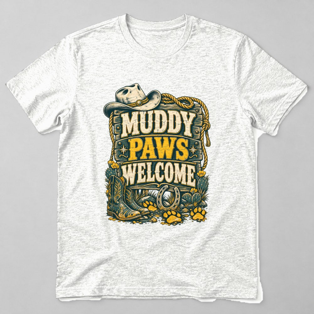 Muddy Paws Welcome T-Shirt in White