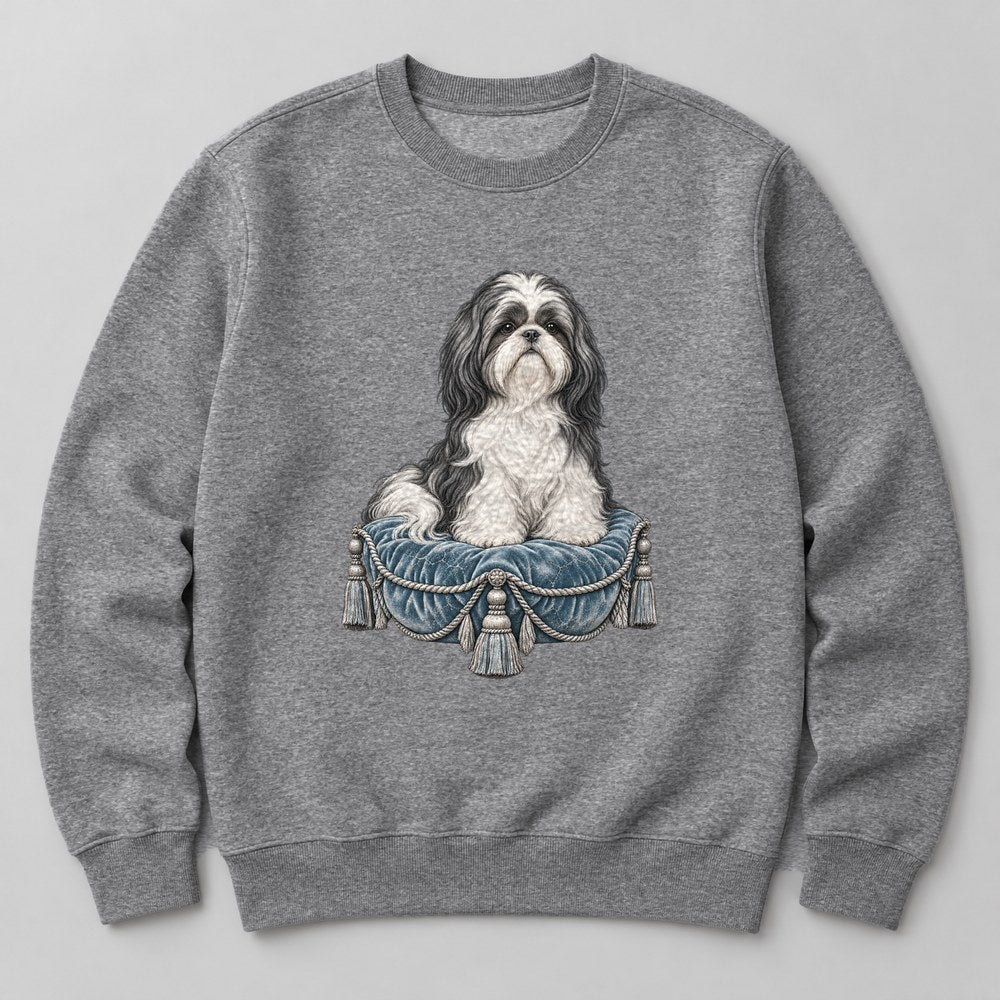 Shih Tzu Cushion Sweatshirt in Heather Grey